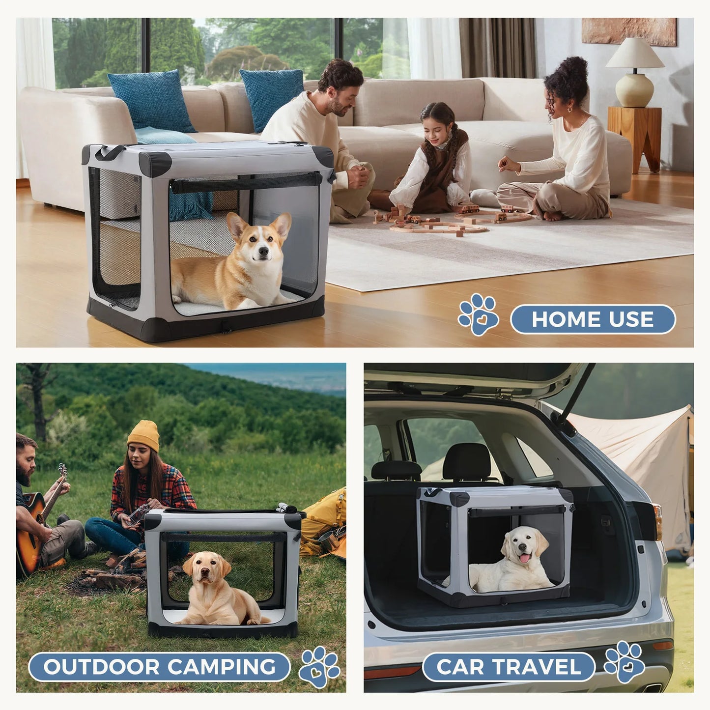 JHK Foldable Dog Crate 600D Oxford Portable Kennel