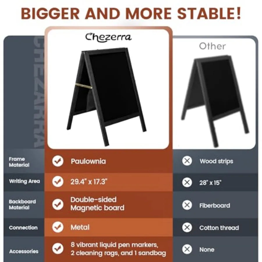 A Frame Chalkboard Sign Double-Sided Wooden Standing Chalkboards With Markers