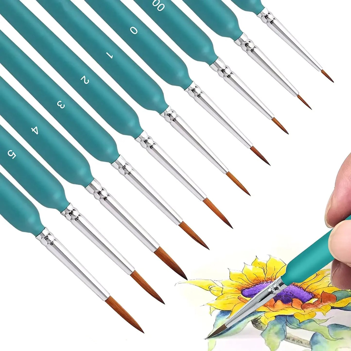 Miniature Paint Brush Set With Ergonomic Handle For Acrylic