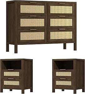 RBXC 6 Drawer Dresser And 2 Nightstands Bedroom Furniture Set
