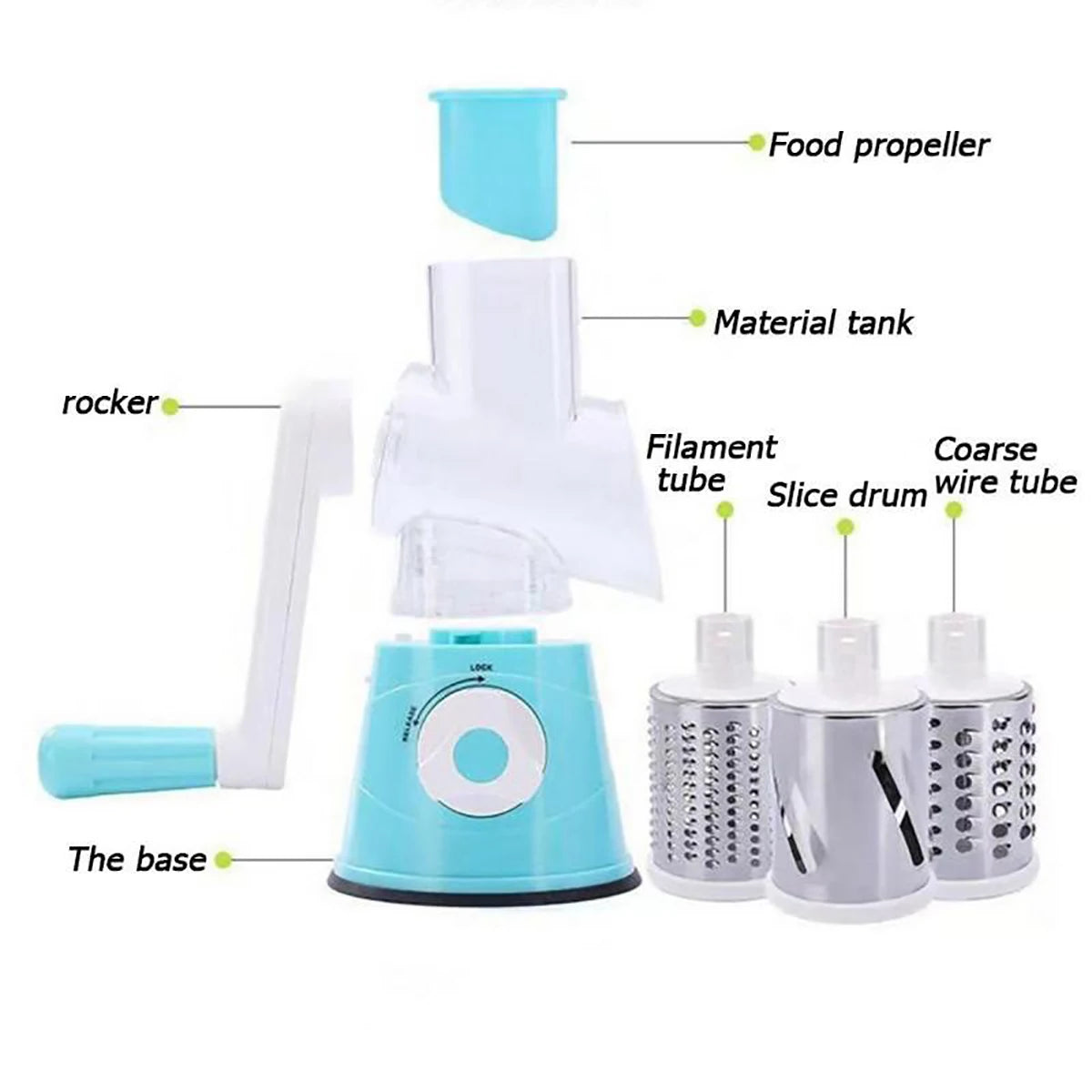 AEHOME Vegetable Slicer Shredder 3 Drum Manual Grater Tool