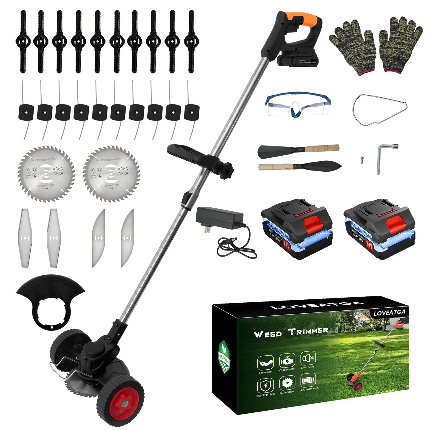 21V Cordless Grass Trimmer 3-In-1 With 2x2.0Ah Batteries