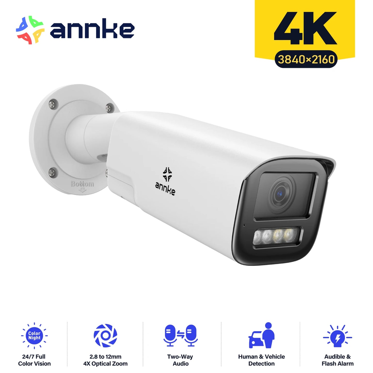 ANNKE 8MP 4K Varifocal Network Camera With Dual Light