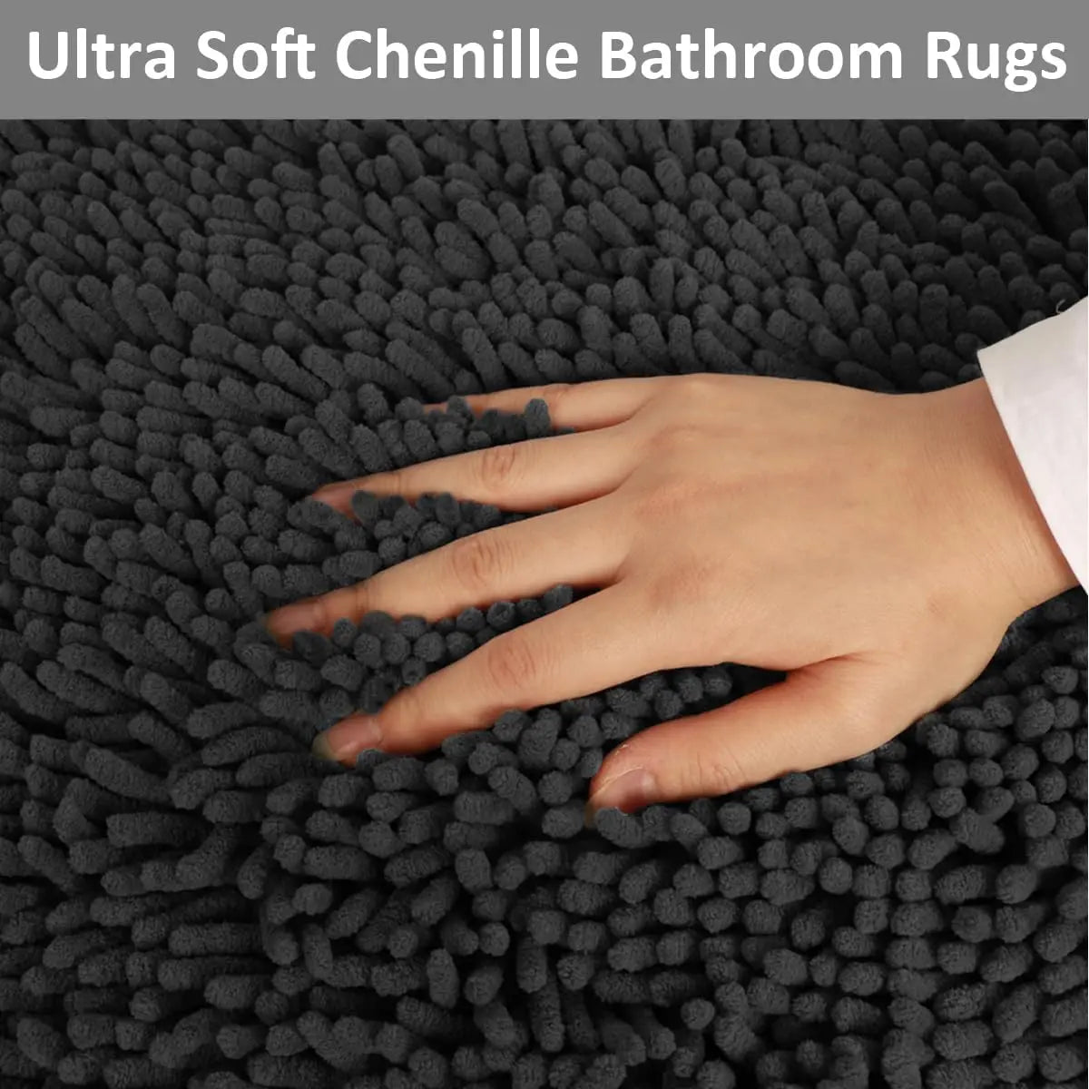 Chenille Bath Rug Set 3 Piece Non Slip Mats Backing