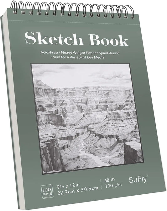 Sketch Book Spiral Bound Hardcover Drawing Pad 100 Sheets