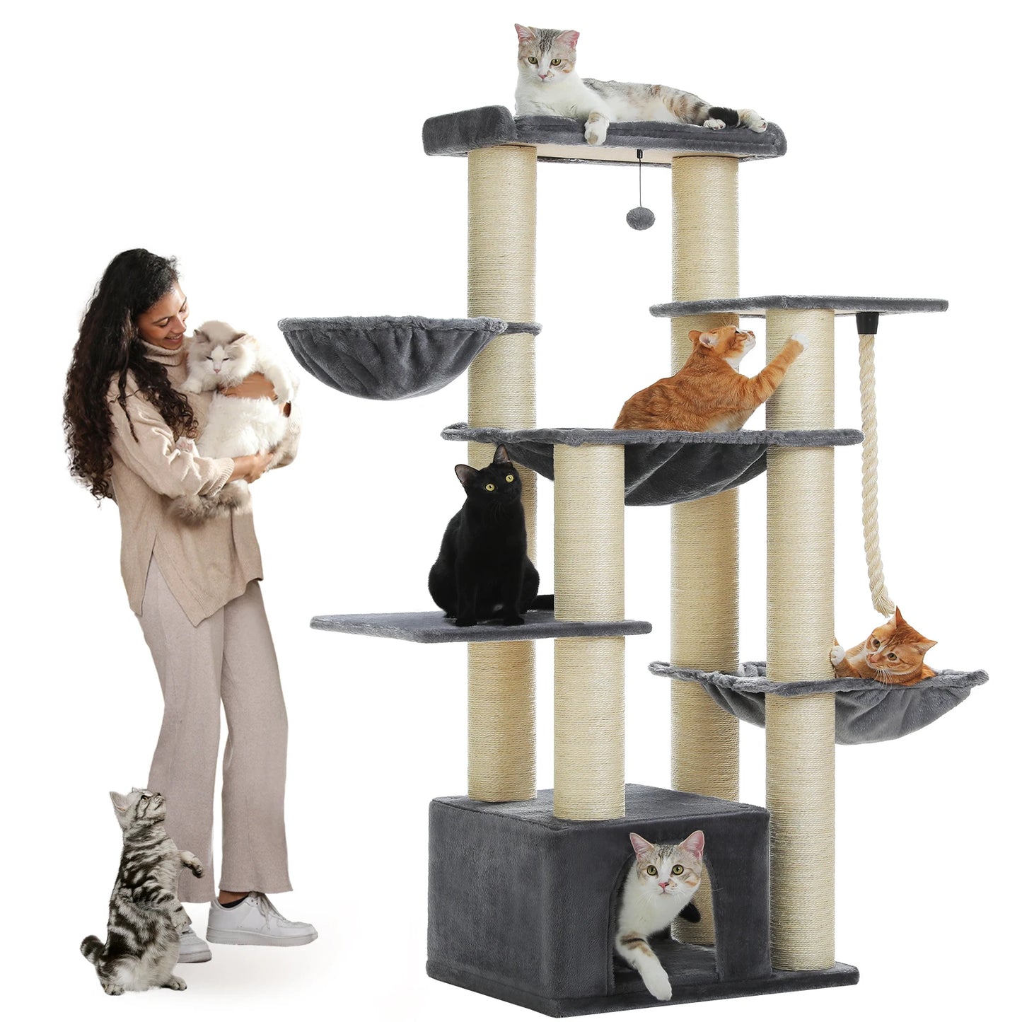 PAWZ Road Large Cat Tree With Five Levels And Hammock