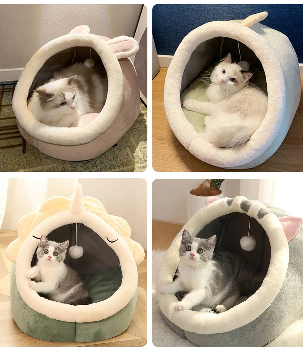 Deep Sleep Cartoon Cat Bed Foldable Washable Pet Bed