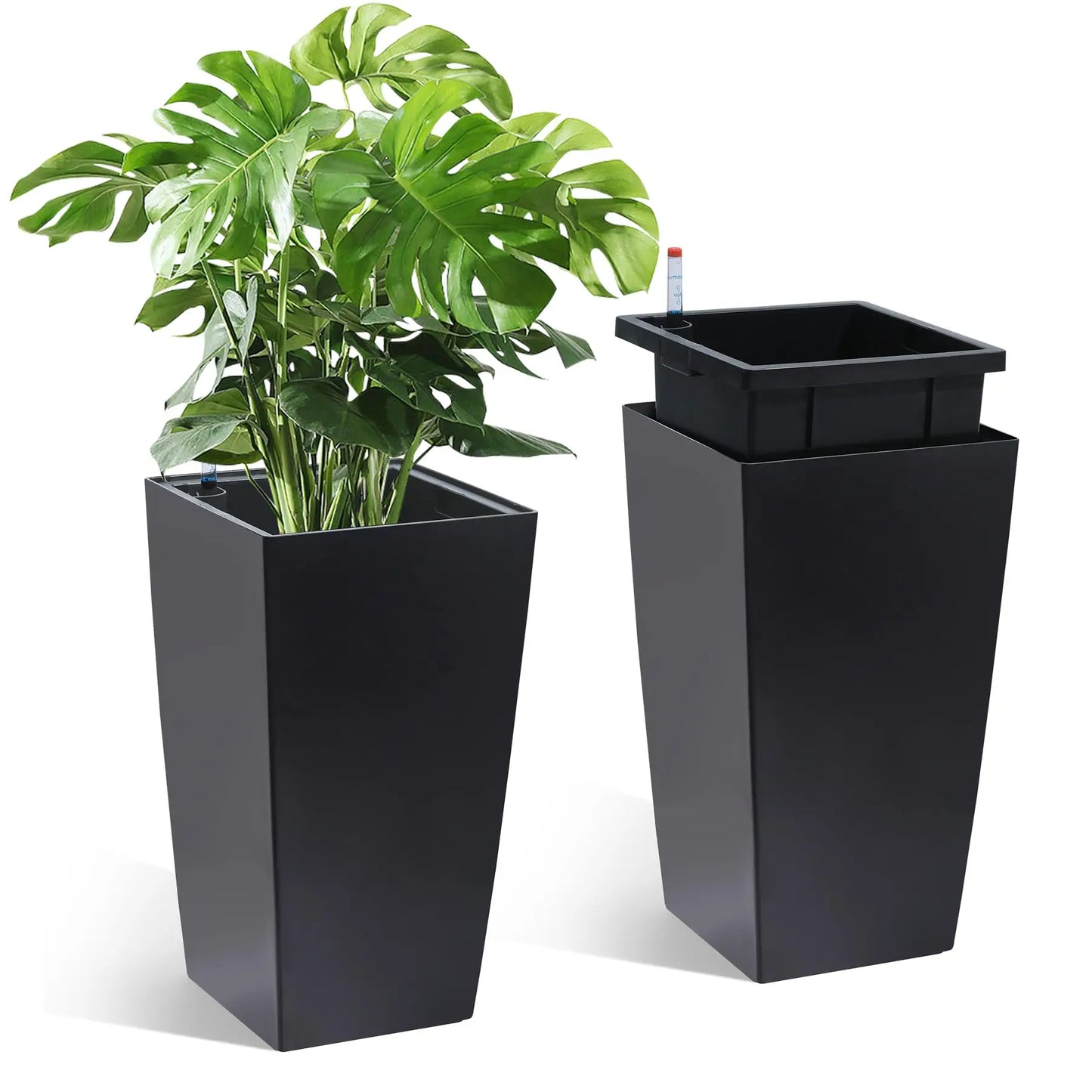 HiMISS Self Watering Planters Set Of 2 For Indoor And Outdoor Use