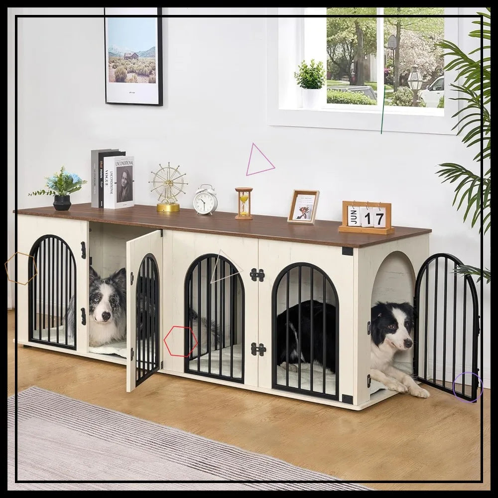 Heavy Duty Indoor Dog Kennel Furniture For Two Dogs Wooden Cage Divider