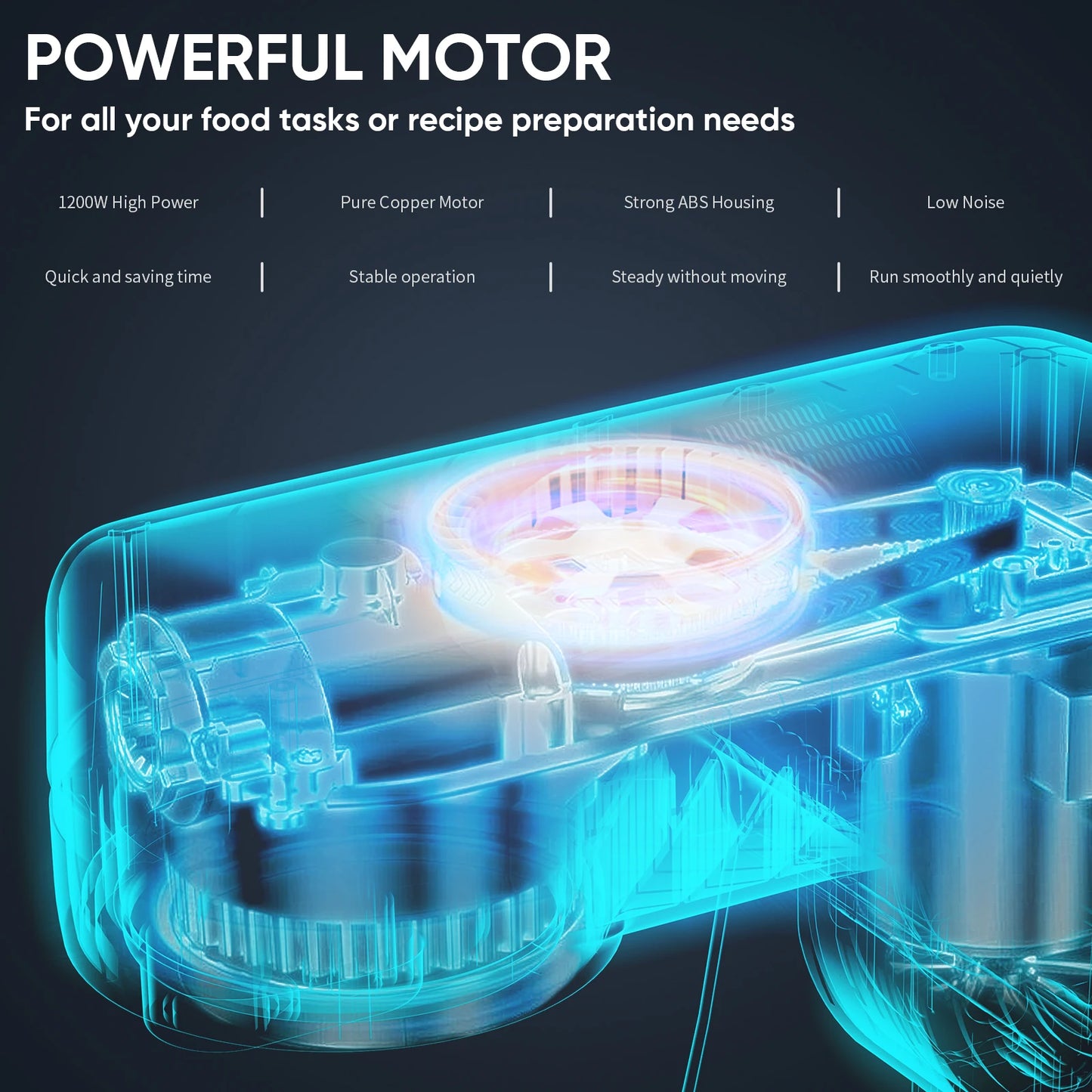 Biolomix 1200W Stand Mixer With 11 Speed DC Motor OLED
