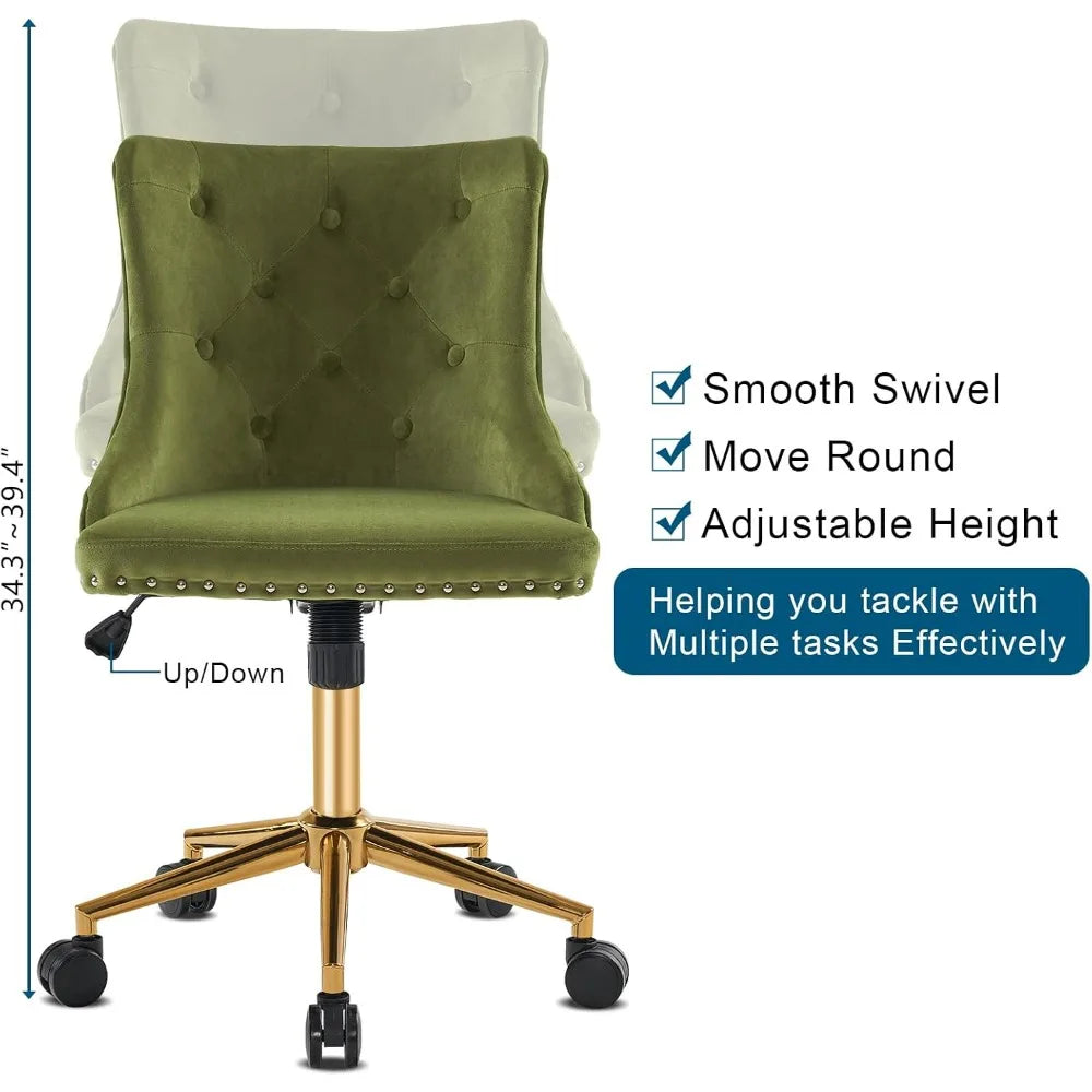VINGLI Velvet Office Desk Chair With Adjustable Height Metal Base