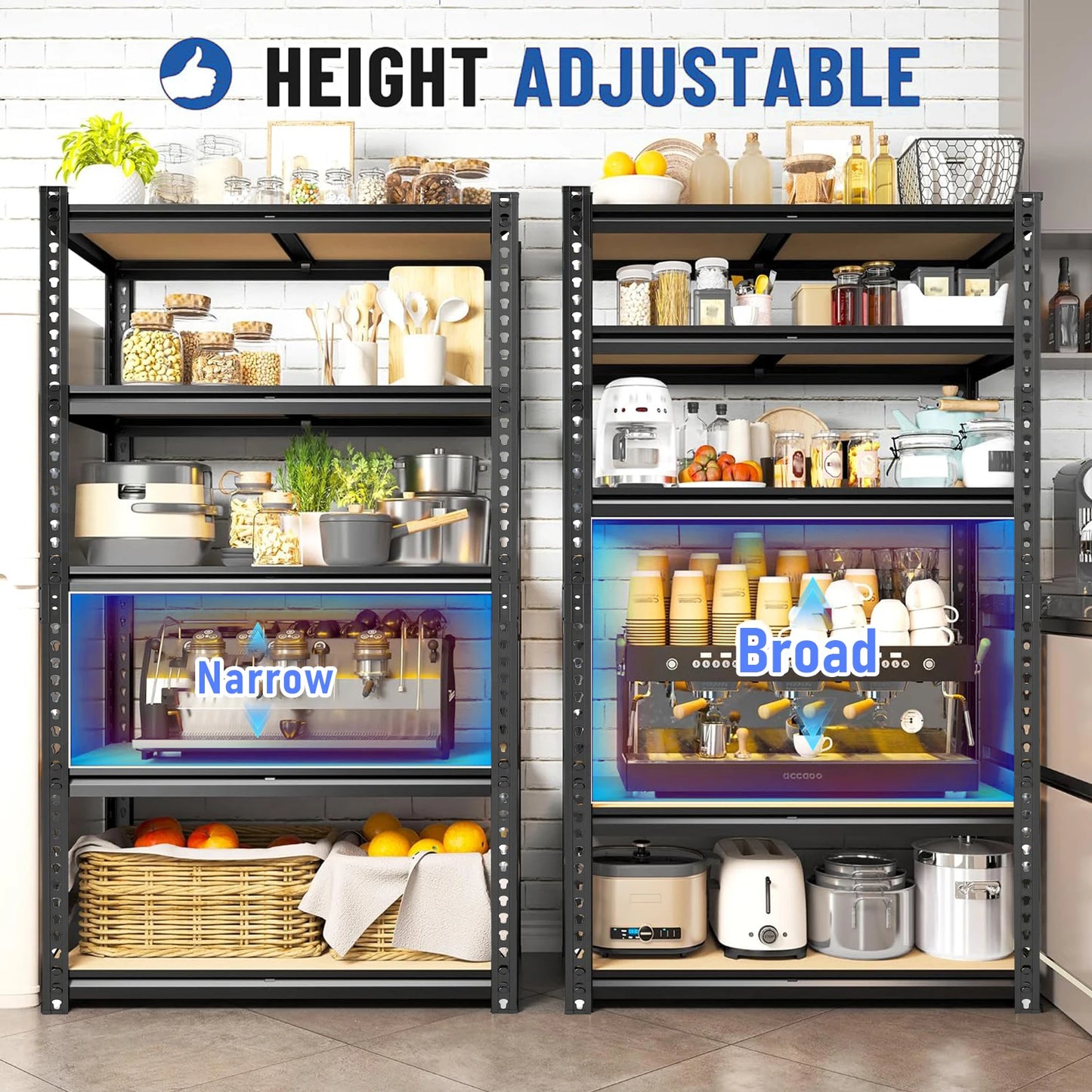 Heavy-Duty Industrial Metal Storage Shelves Adjustable Five-Tier Unit