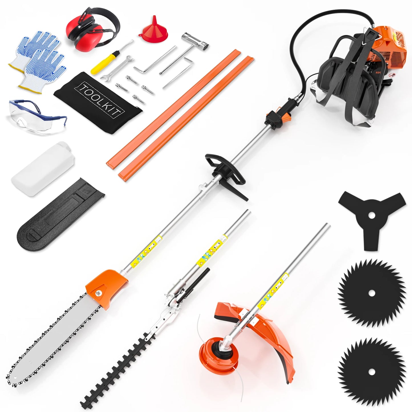 Gas Powered 6 In 1 Hedge Trimmer Garden Multi Tool