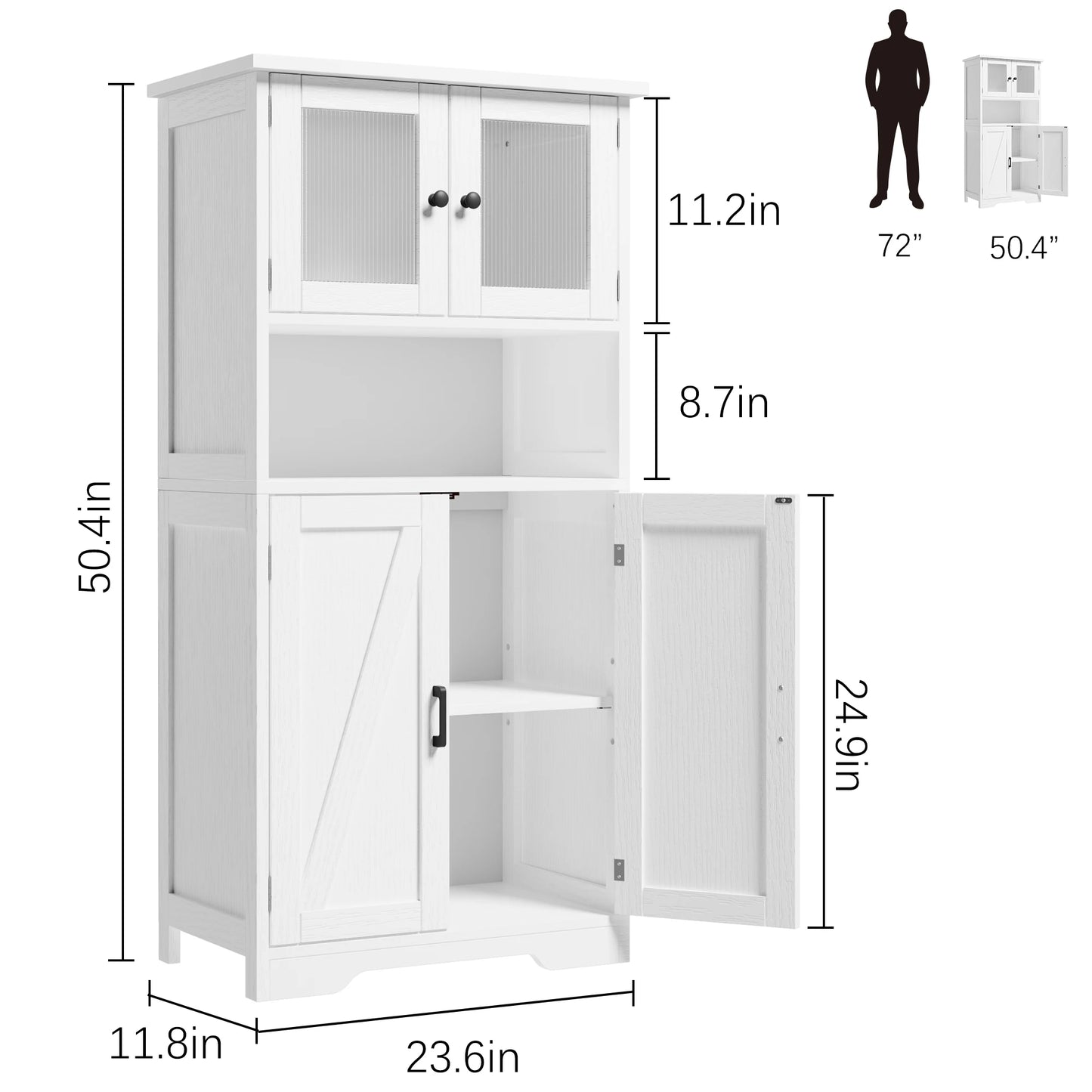 HobbyLane Free Standing Kitchen Pantry Cabinet With Four Doors