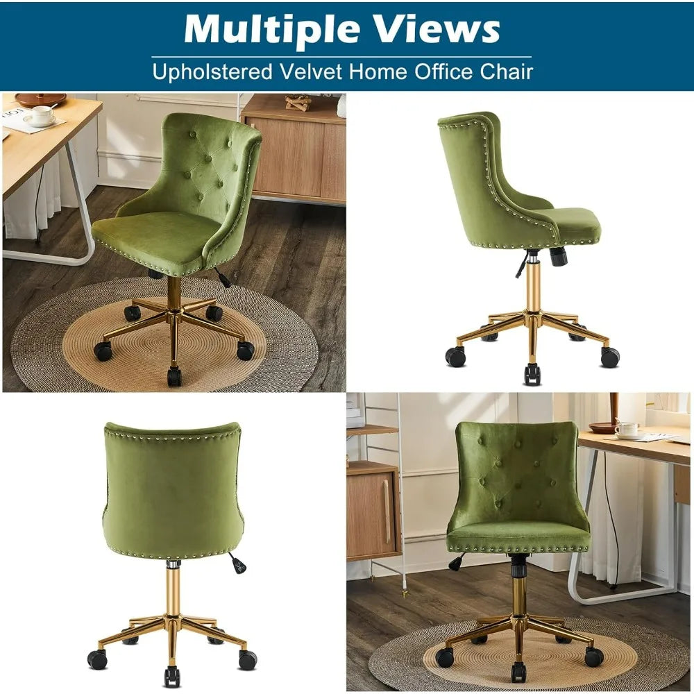 VINGLI Velvet Office Desk Chair With Adjustable Height Metal Base