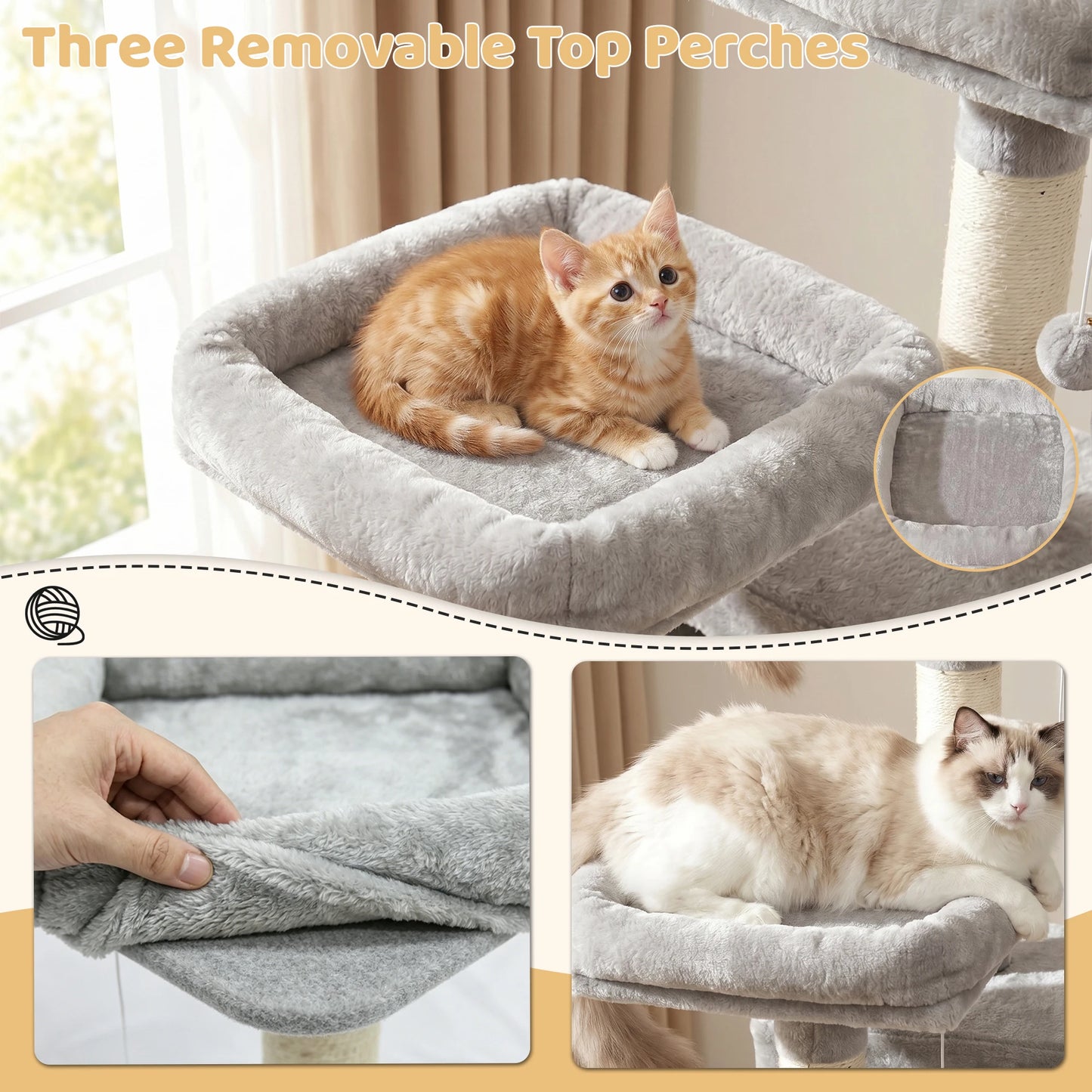 FOOWIN Cat Tree Tower Indoor Activity Center With Condos Perches
