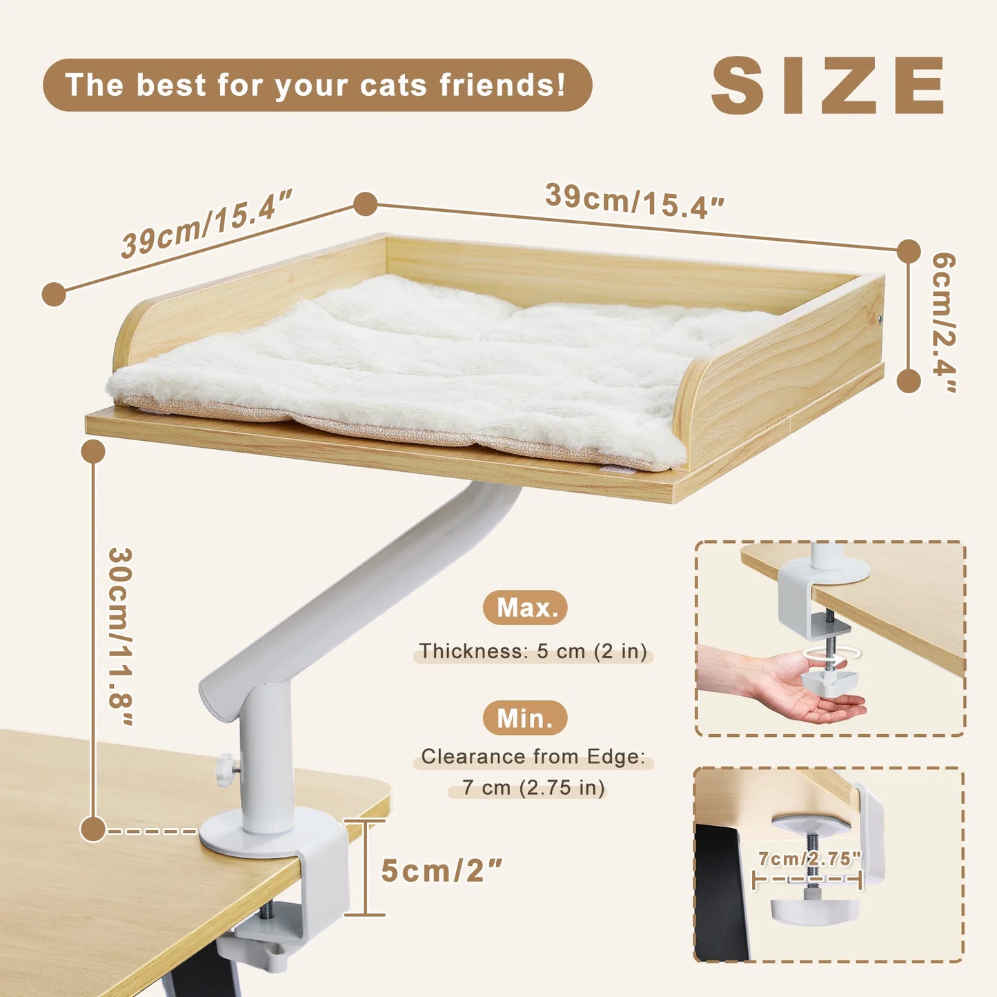 PAWZ Road Cat Desk Bed 360° Rotatable Stand Indoor Cats
