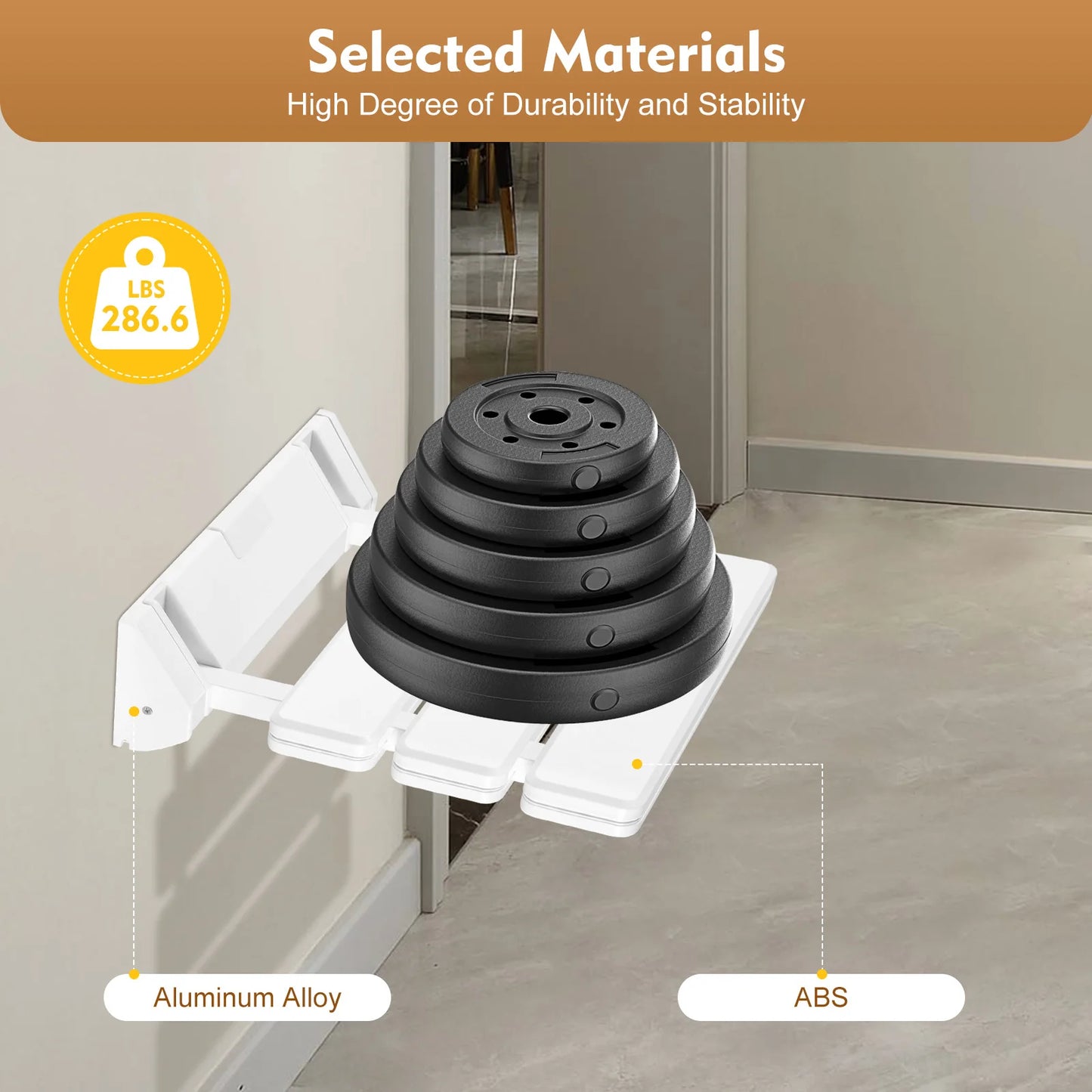 90 Degree Folding Shower Seat Wall Mounted Aluminum Bench
