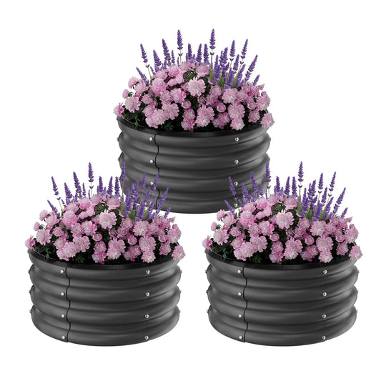 Galvanized Raised Garden Beds Round Planters Heavy Duty Open Bottom