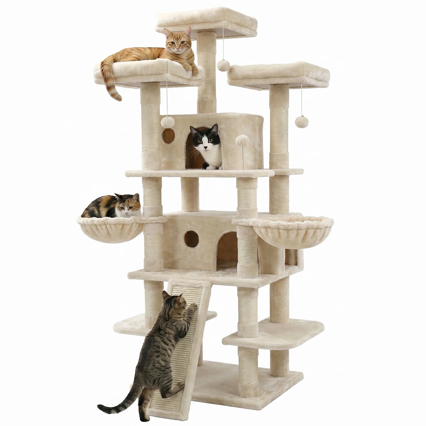 FOOWIN Cat Tree Tower Indoor Activity Center With Condos Perches