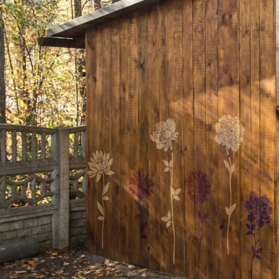 Sun Peony Garden Wall Stencils For Painting Pattern On Wood