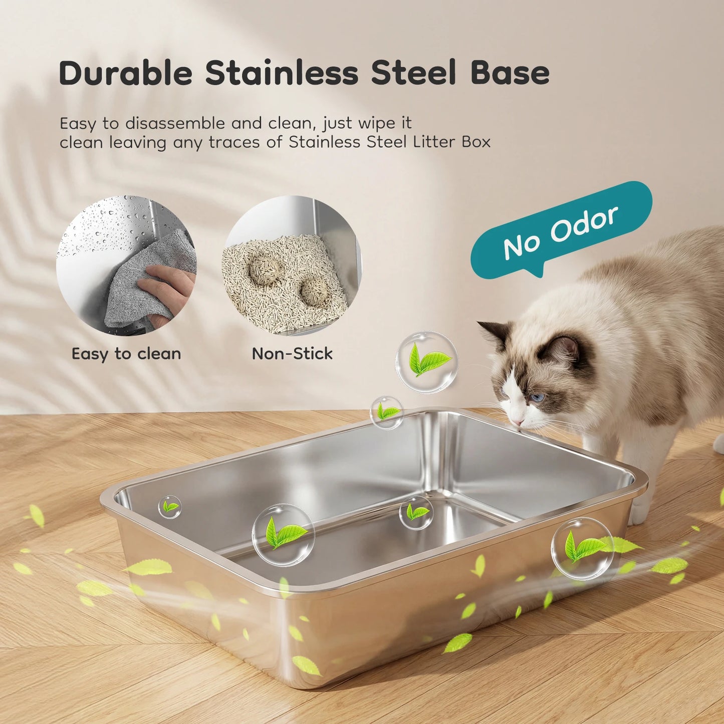 Stainless Steel Cat Litter Box Fully Enclosed With Scoop