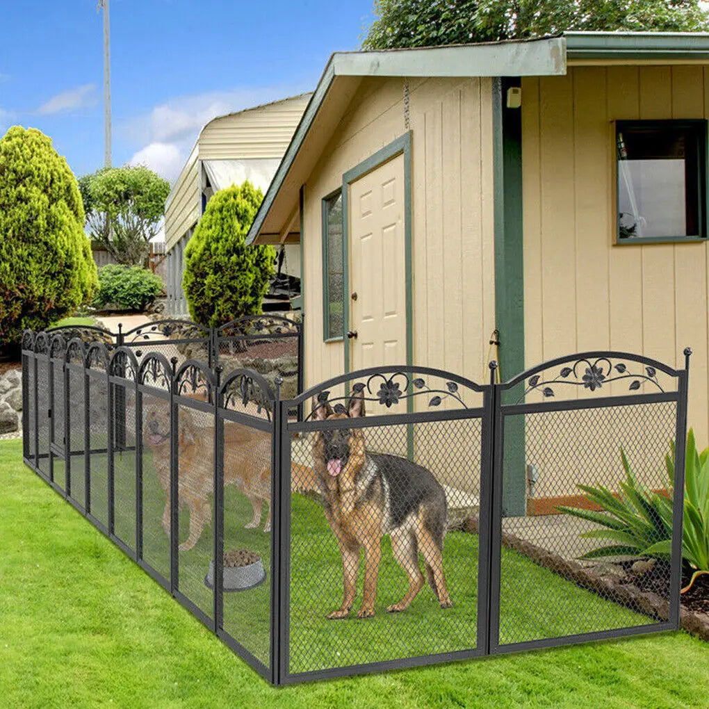 BINGOPAW Foldable Metal Dog Playpen With Gate And Whelping Box