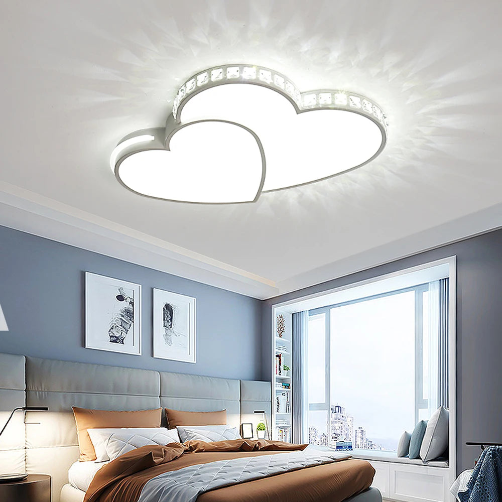 Heart Shaped Crystal LED Ceiling Light Flush Mount for Kids Rooms