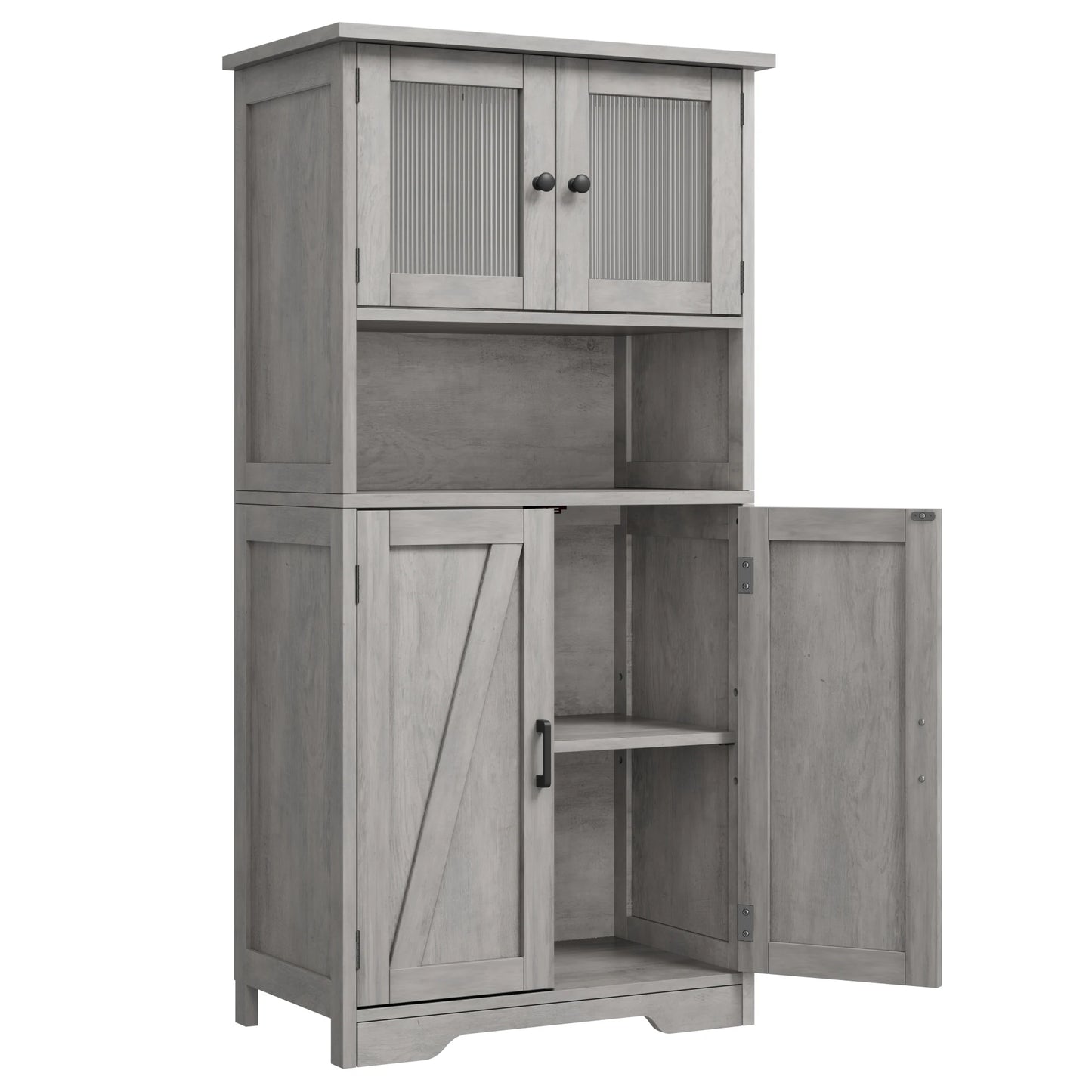HobbyLane Free Standing Kitchen Pantry Cabinet With Four Doors
