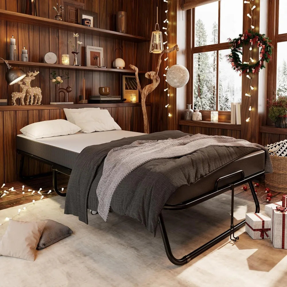 Folding Bed With Memory Foam Mattress Rollaway Guest Bed