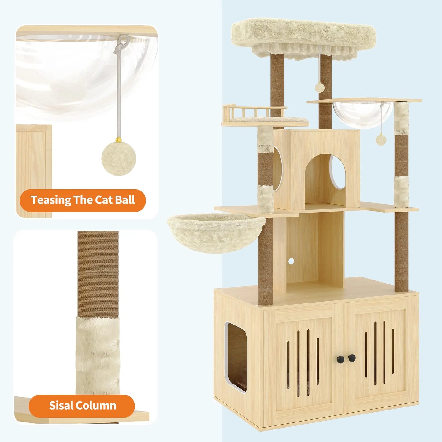 Studyset Cat Tree With Litter Box Enclosure Multi Level Cat Tower