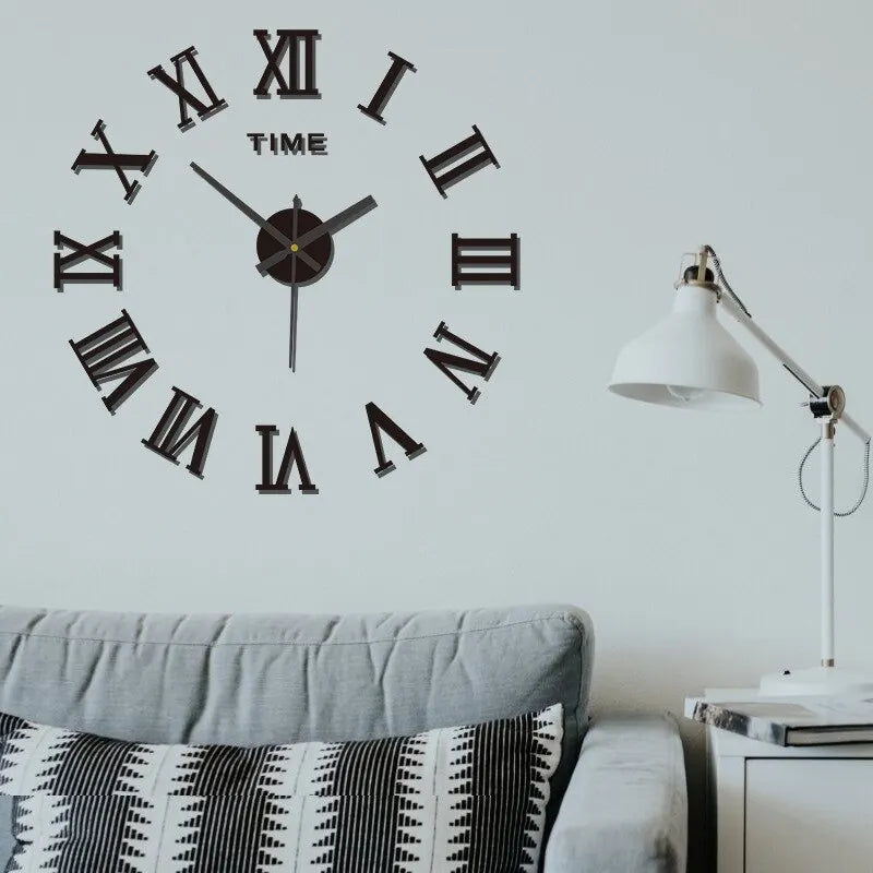 3D Acrylic Digital Wall Clock With Roman Numerals Design Mirror