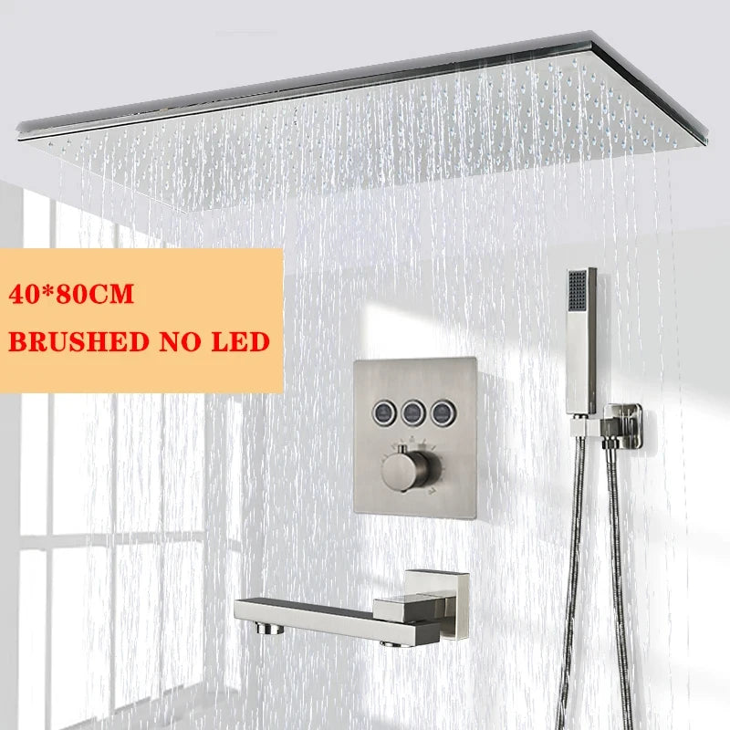 Wanmivezlo LED Brass Rainfall Shower Head Wall Mounted