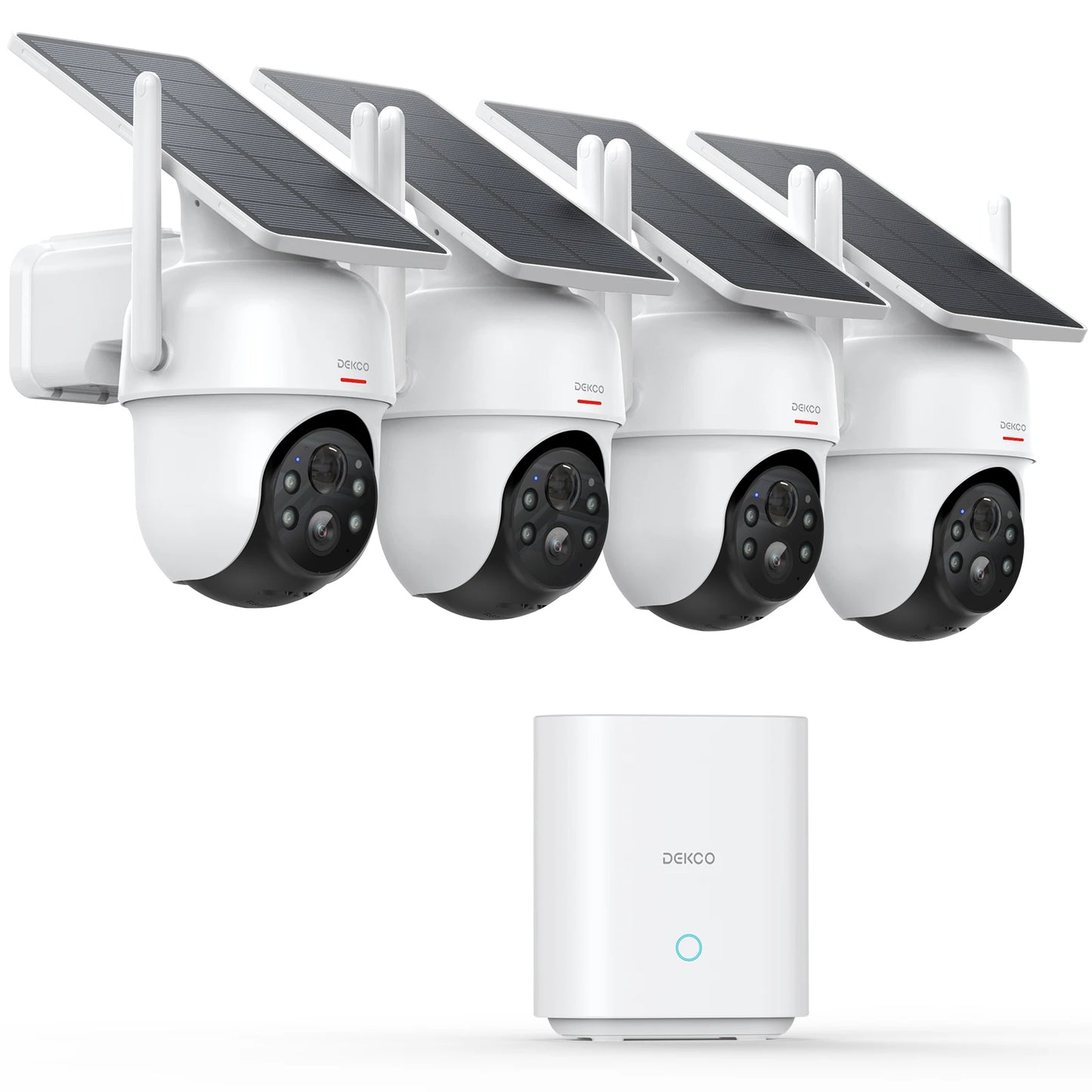 DEKCO 3MP Solar Camera System 4-Camera Wireless Kit 360° PTZ