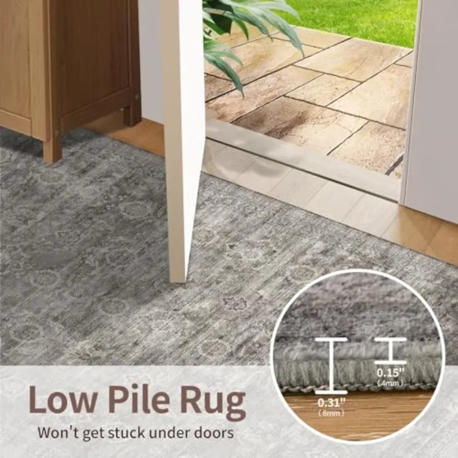 Area Rug For Living Room Kilim Print Non Slip Machine Washable Polyester