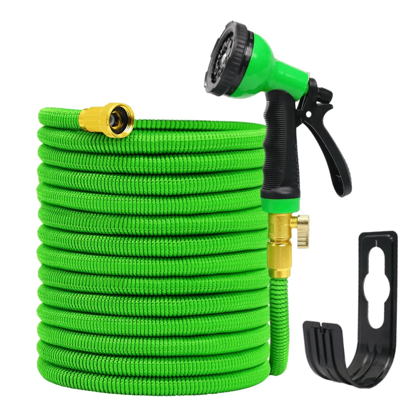 GardenJoy Expandable Garden Hose With Holder And Ten-Pattern Spray Nozzle