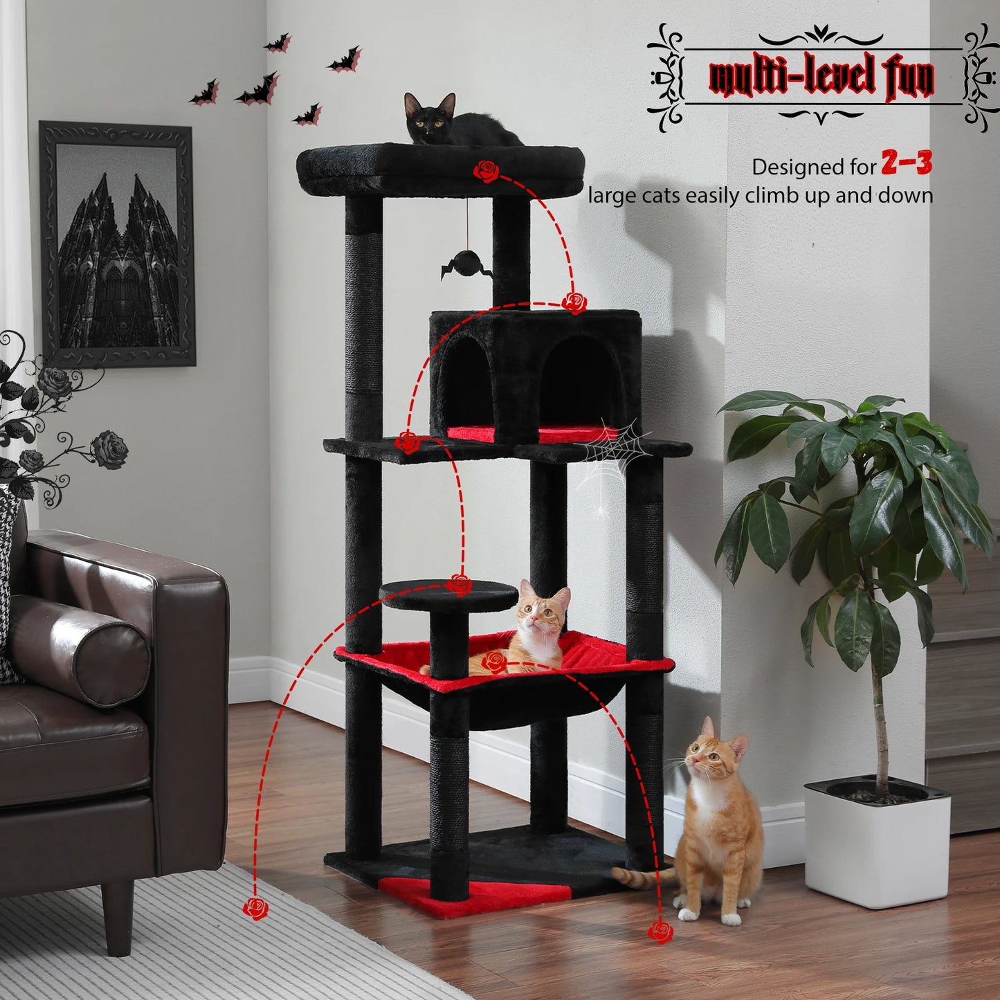 PAWZ Road Gothic Indoor Cat Tree With Hammock And Condo