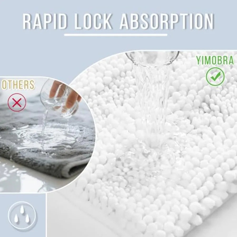 Ultra Plush Chenille Bath Mat Non Slip And Super Absorbent