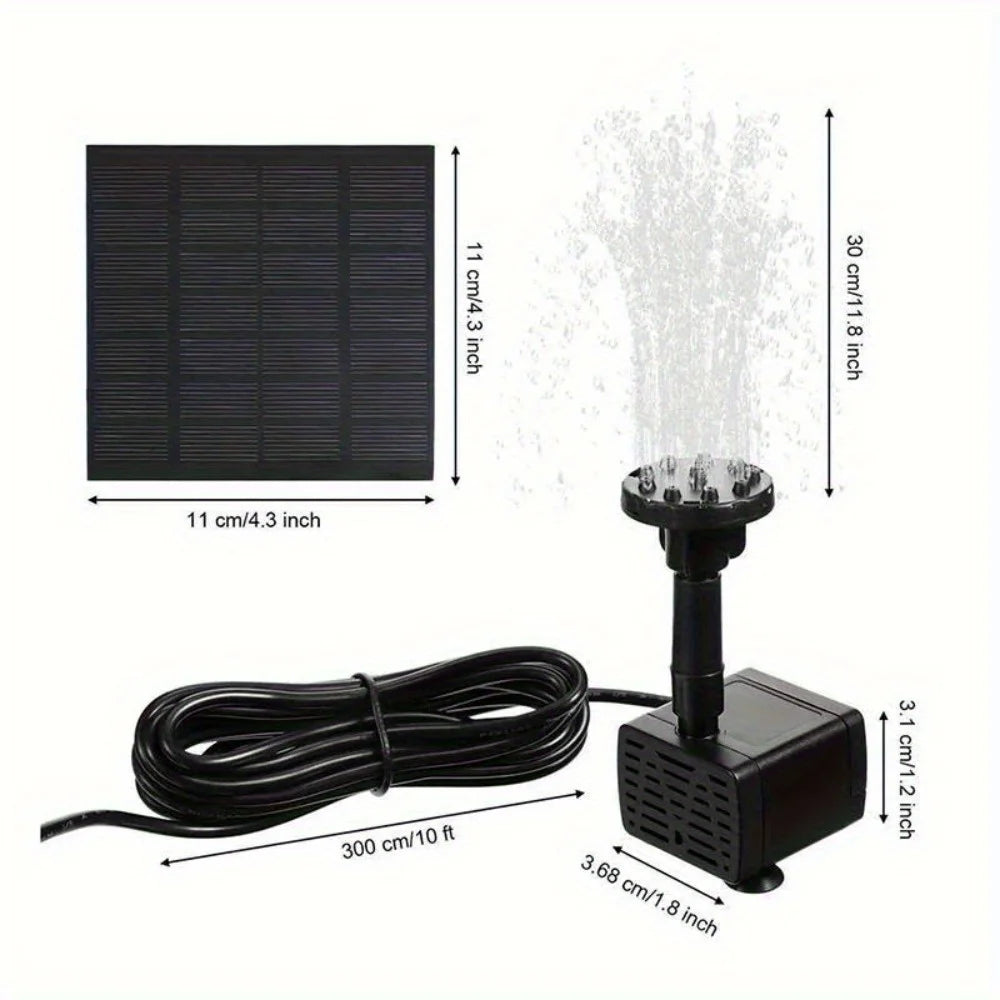 Floating Solar Fountain Pump With Six Nozzles And 1.4W Panel For Ponds