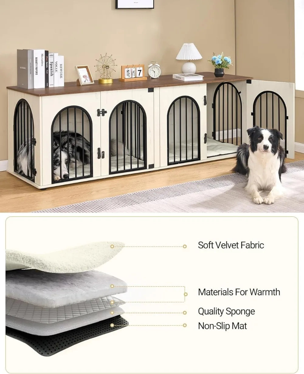 Heavy Duty Indoor Dog Kennel Furniture For Two Dogs Wooden Cage Divider