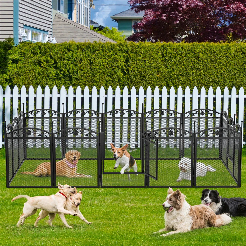 BINGOPAW Foldable Metal Dog Playpen With Gate And Whelping Box
