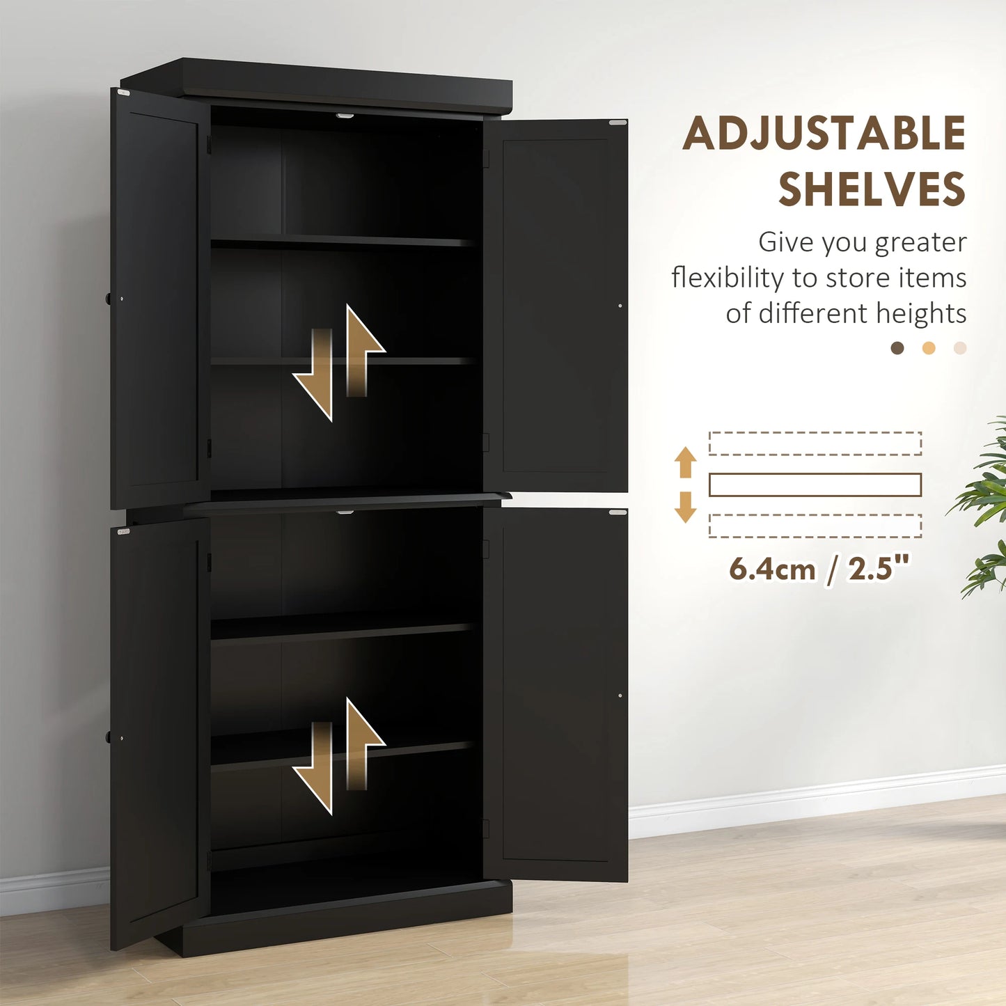 HOMCOM Tall Kitchen Pantry Cabinet Freestanding Modern Farmhouse
