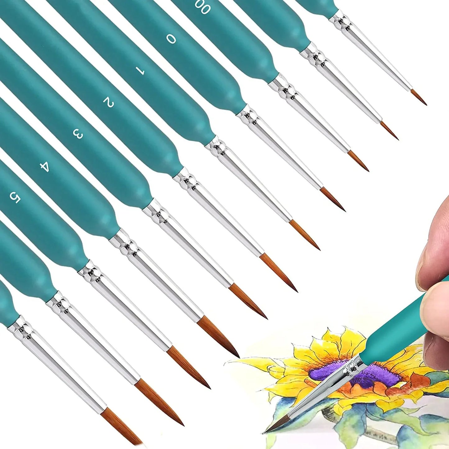 Miniature Paint Brush Set With Ergonomic Handle For Acrylic
