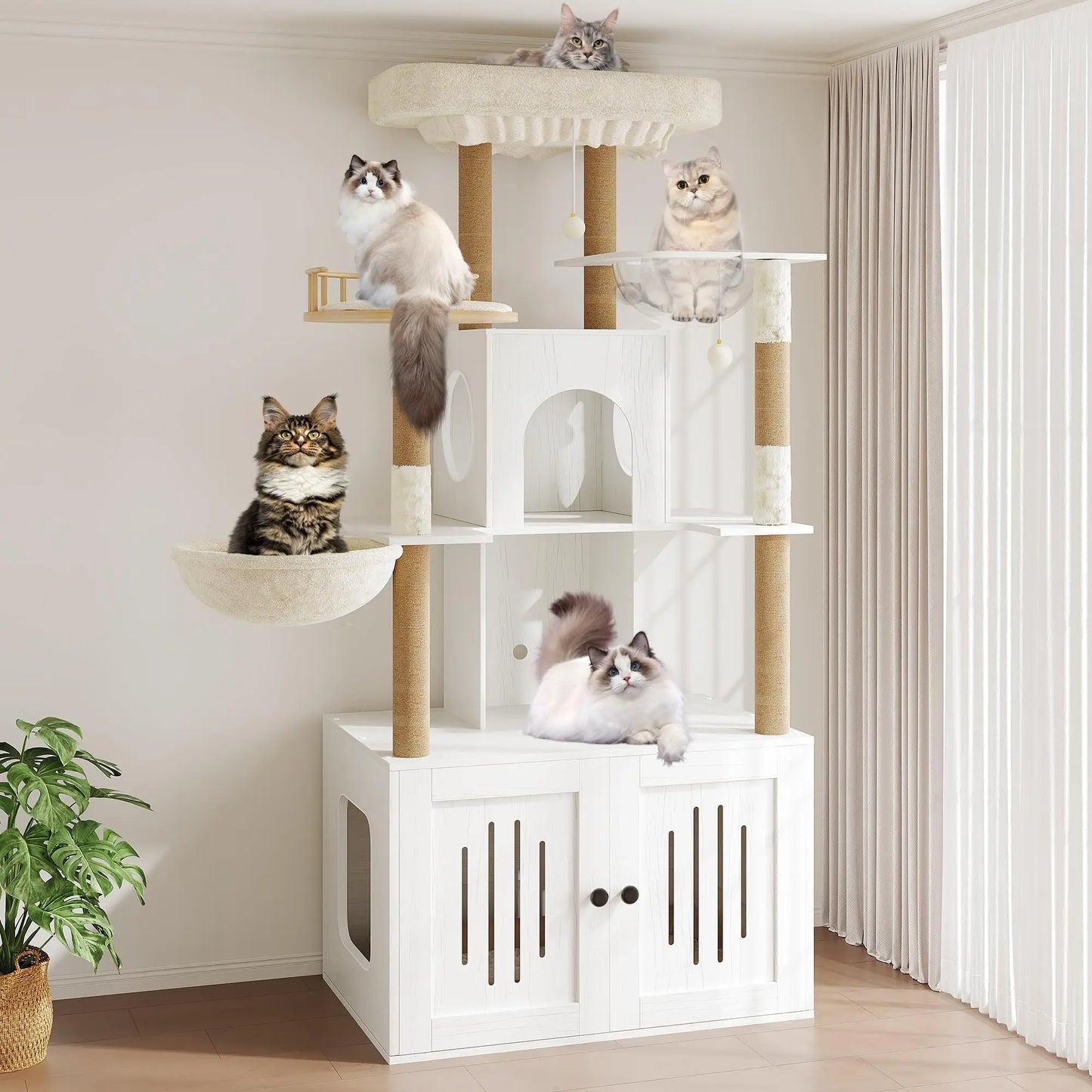 Studyset Cat Tree With Litter Box Enclosure Multi Level Cat Tower