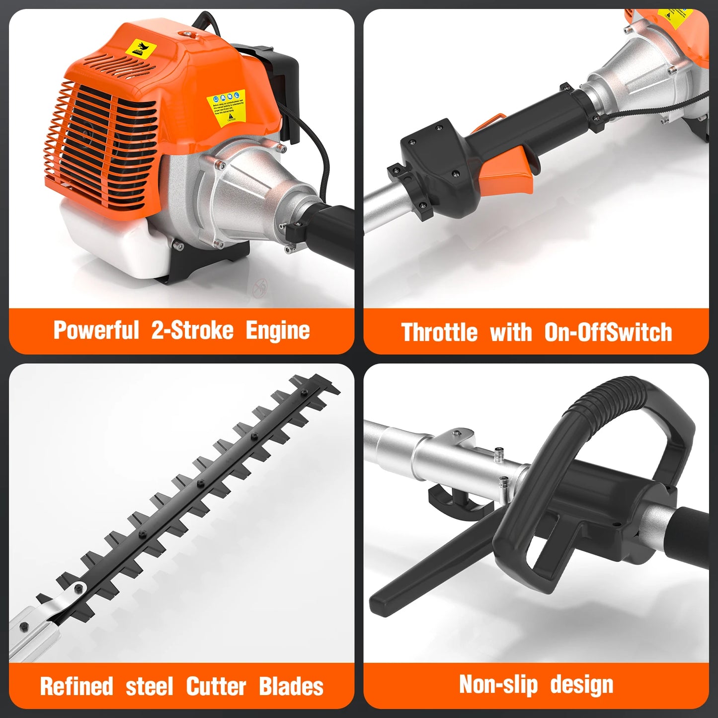Gas Hedge Trimmer 48cc 2 Stroke Engine With Extension Pole