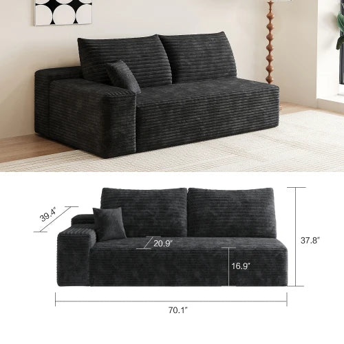 YQXH Cloud Style Corduroy Sectional Sofa With Memory Foam Cushions