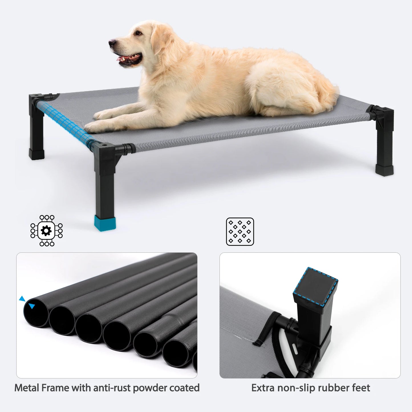 Elevated Dog Bed With Breathable Mesh And Metal Frame