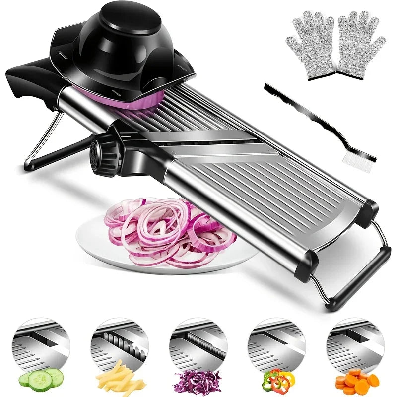 AEDG Stainless Steel Mandoline Slicer With 5 Blades And Guard