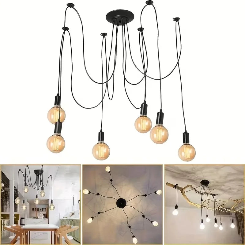Industrial Retro Spider Chandelier Pendant Light With Adjustable Arms